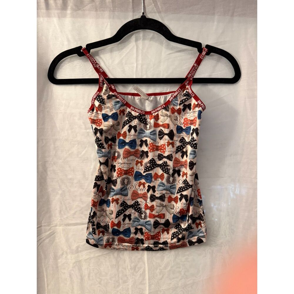 No Publik Youth 14-16 Years Multicolor Bow Print Red Trim Camisole Top